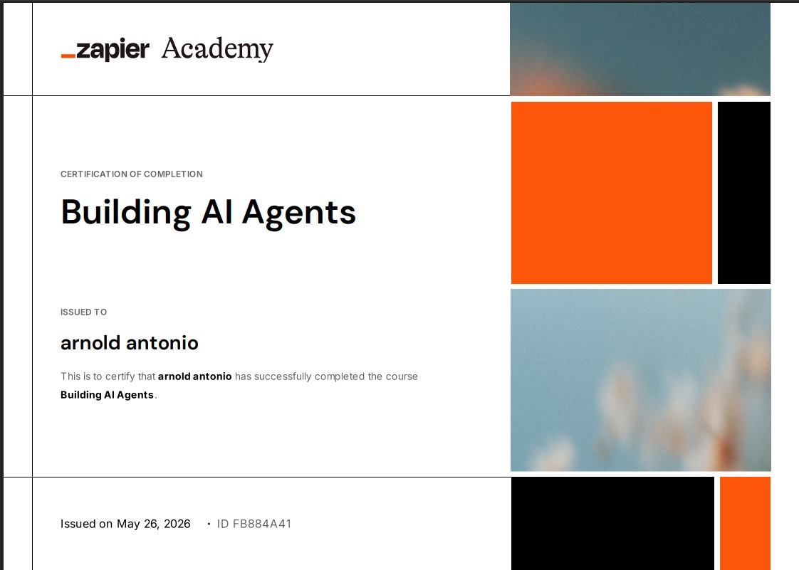 Building AI Agents certificate from Zapier Academy